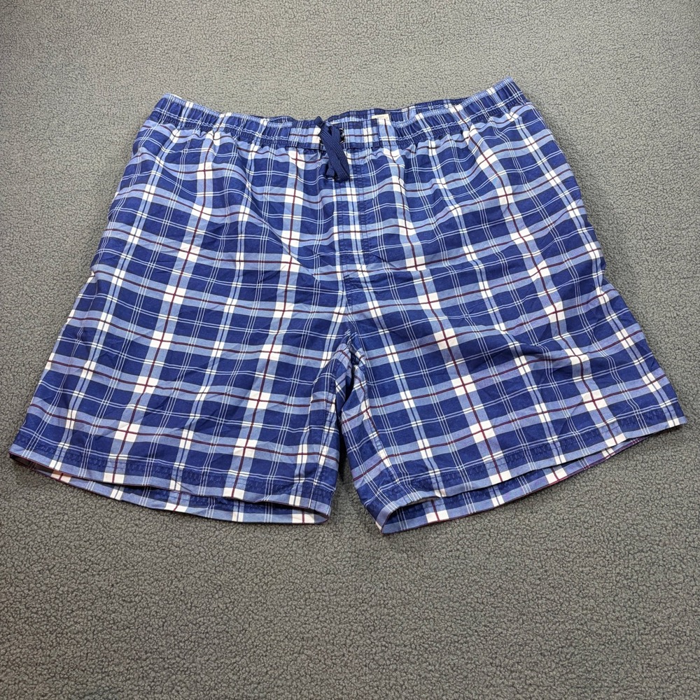 True Nation Swim Trunks Mens 3XL Blue Plaid Board Shorts Mesh Lined Elastic